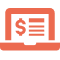 Laptop with bills icon.