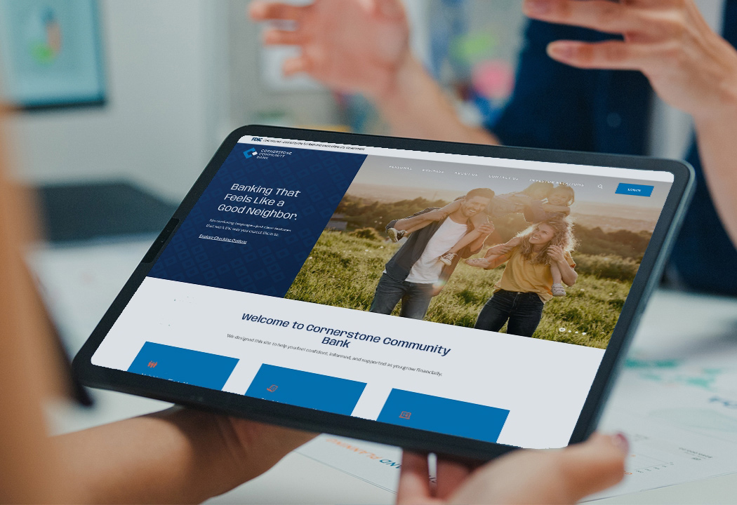 New website on a tablet.
